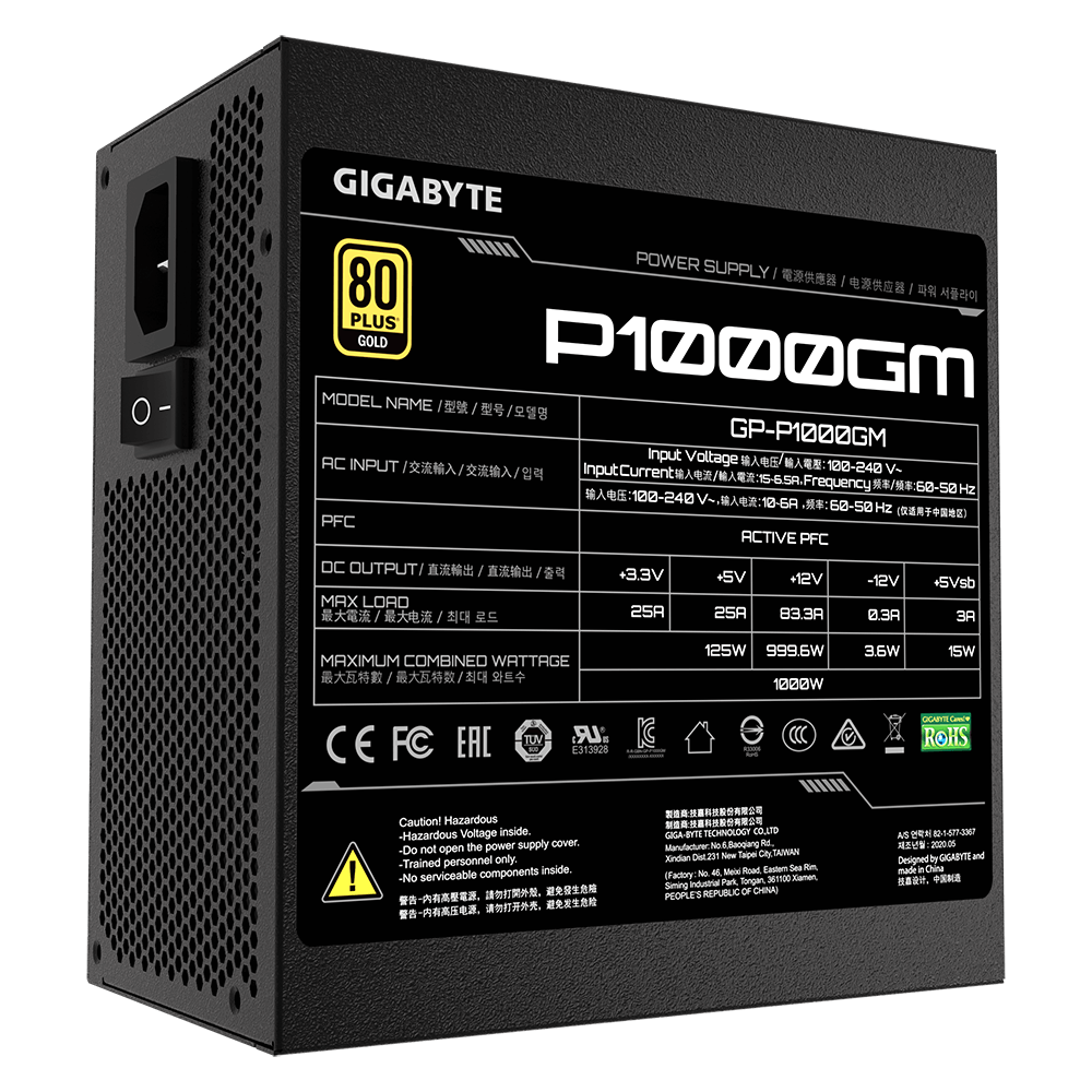 GIGABYTE 1000W PG5 80 PLUS GOLD MODULAR PSU