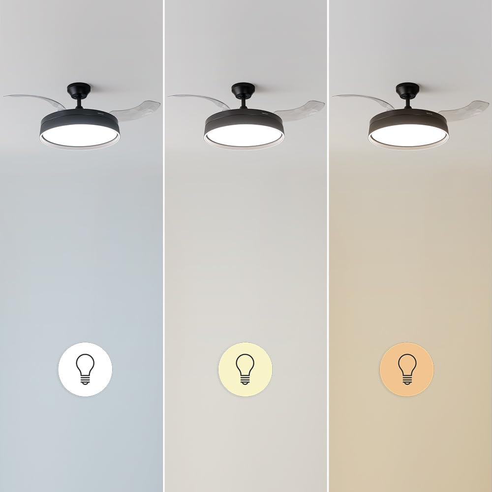 ENERGYSILENCE 4280 CEILING FAN BLACK,106CM, 3 HIDDEN BL