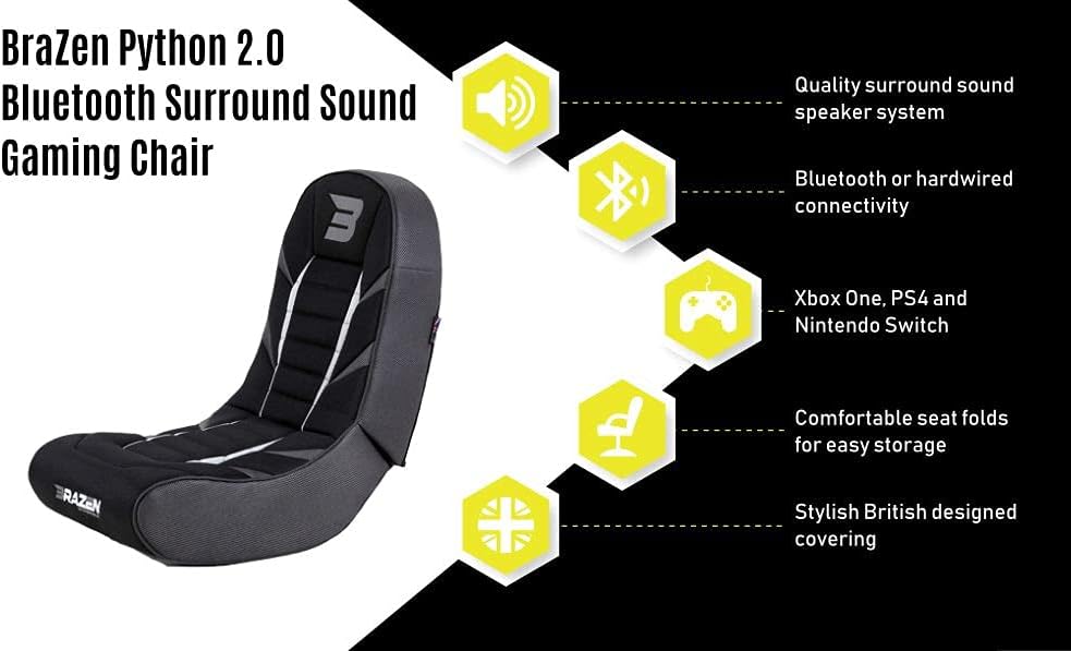 BRAZEN PYTHON2.0 BLUETOOTH ROCKER GAMING CHAIR BLACK & RED