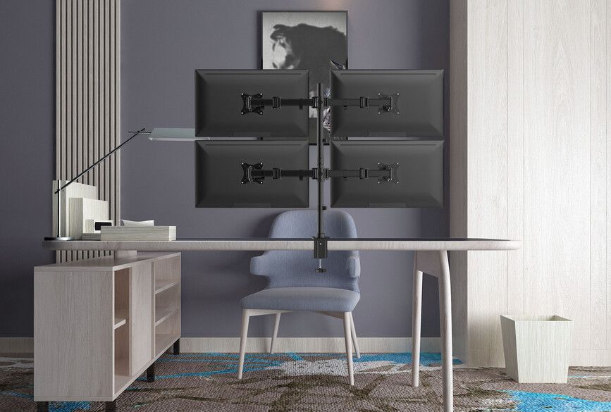 13-27" Articulating Quad Monitor Desk Mount Bracket"