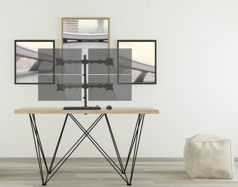 13-27" Articulating Quad Monitor Desk Mount Bracket"