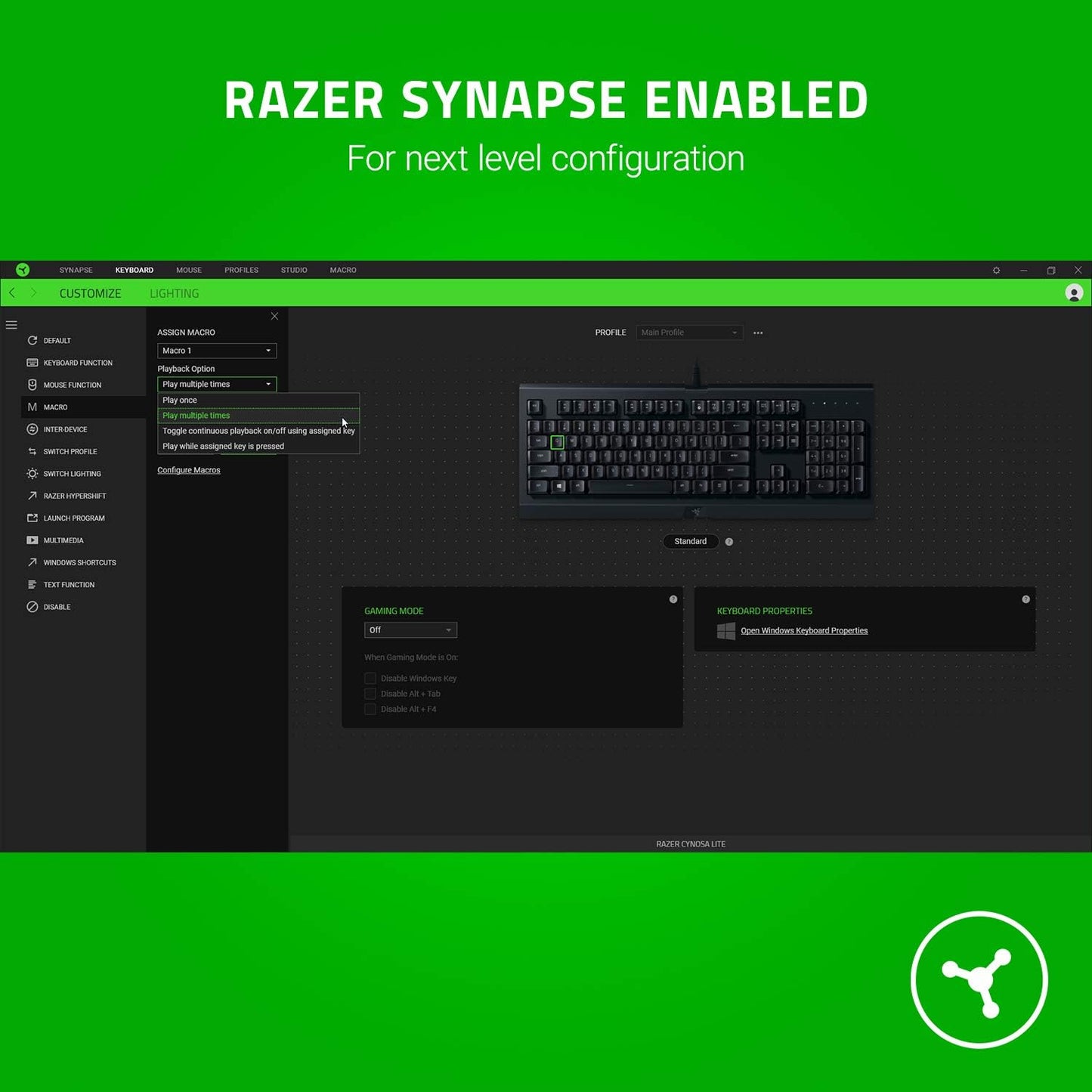 RAZER CYNOSA V2 LITE KEYBOARD