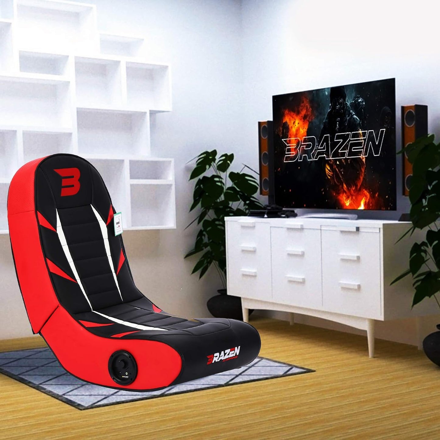 BRAZEN PYTHON2.0 BLUETOOTH ROCKER GAMING CHAIR BLACK & RED