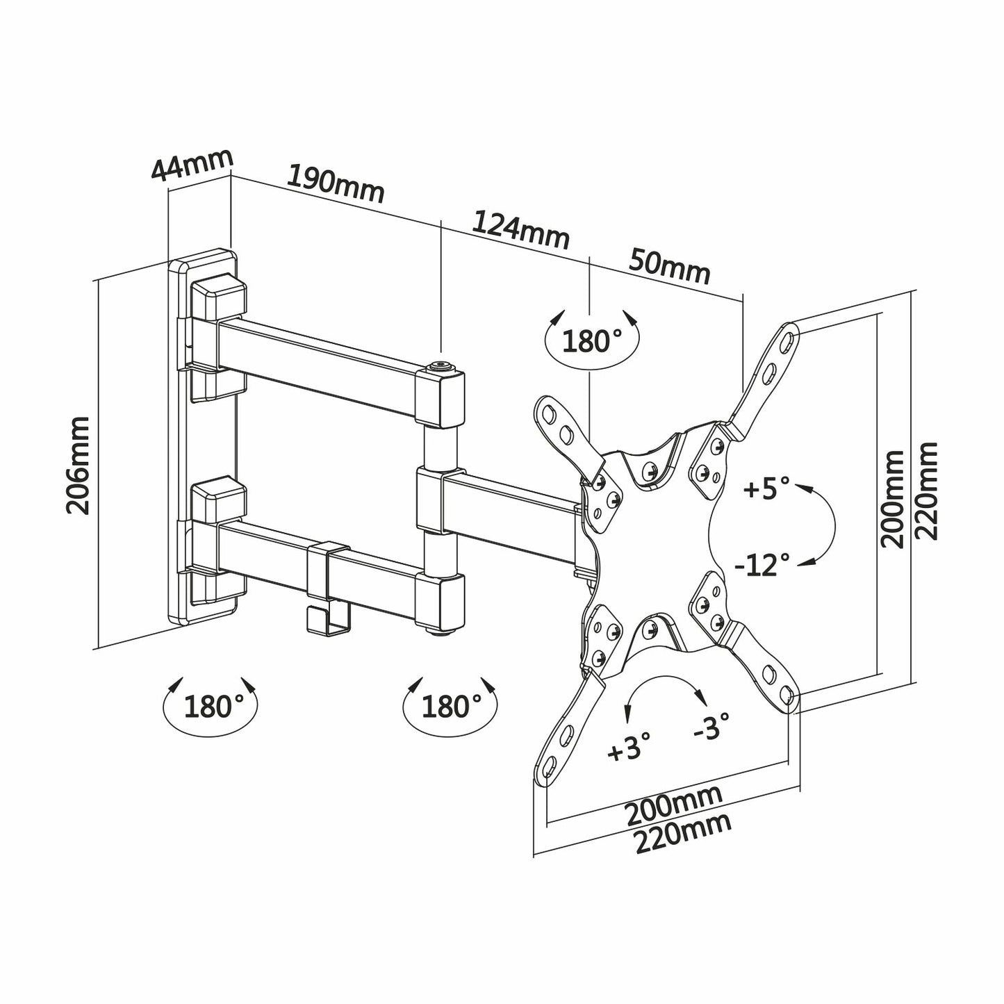 AISENS DUAL ARM TV BRACKET FOR 13" TO 42"