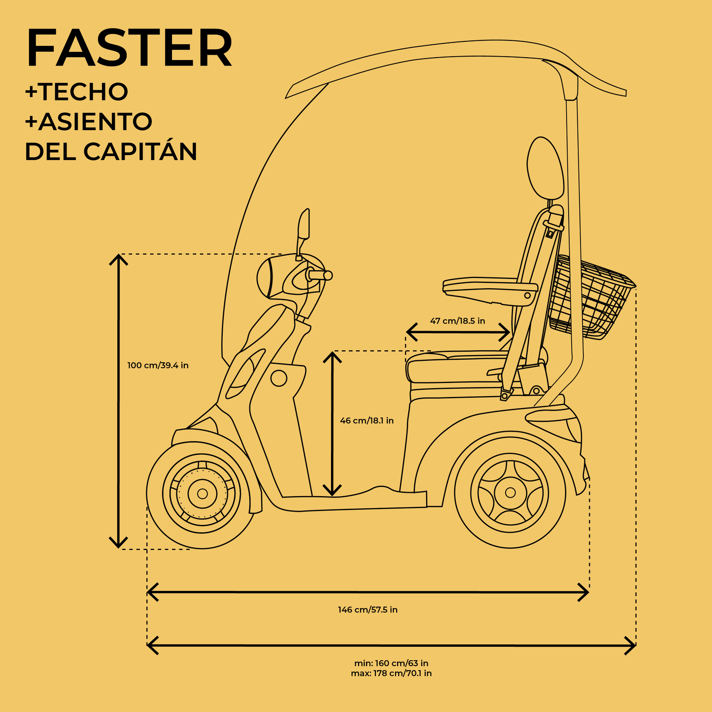 FASTER GREY CAPTAIN SEAT & CANOPY 4 SOLID WHEELS GEL