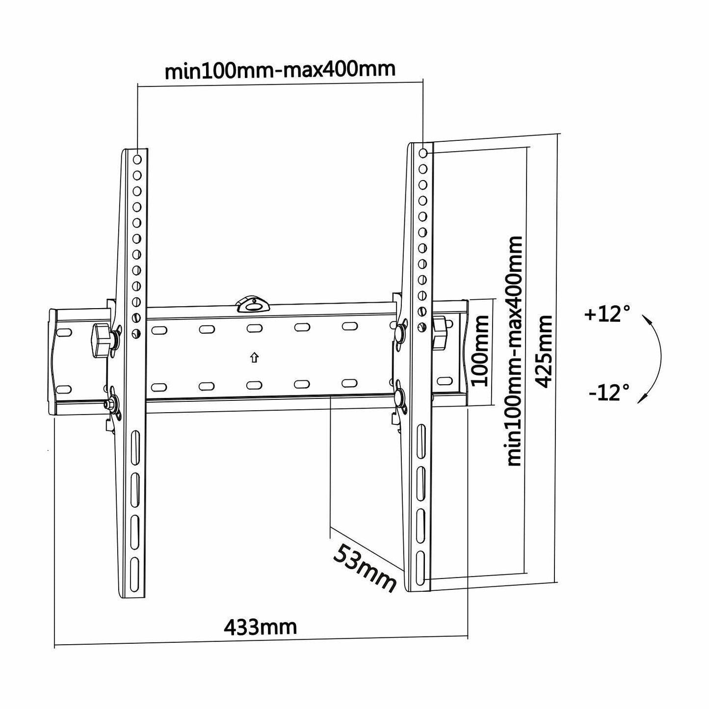 TV bracket with tilt 32 to 55" 400x400 40kg"
