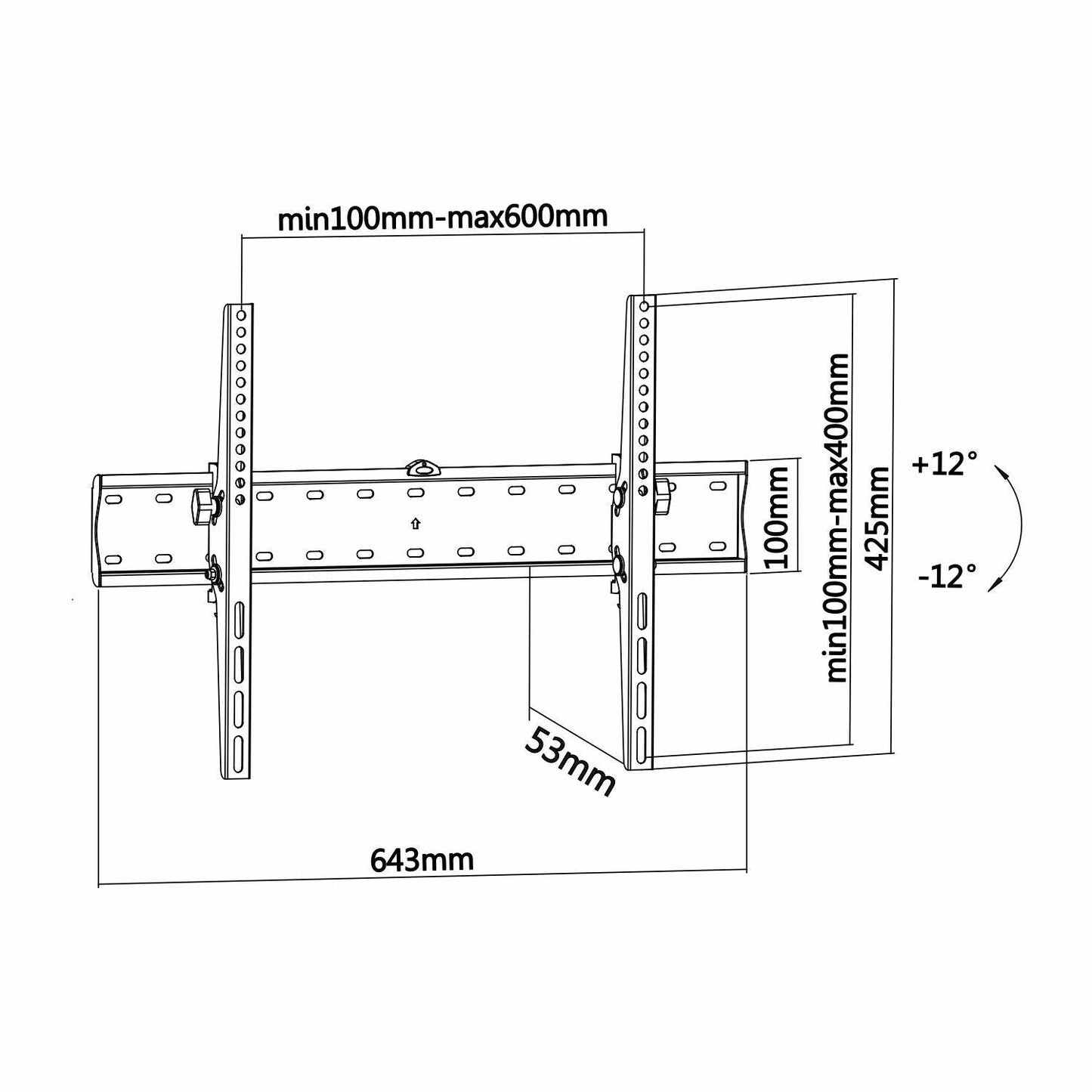 TV bracket with tilt 37 to 70" 600x400 40kg"