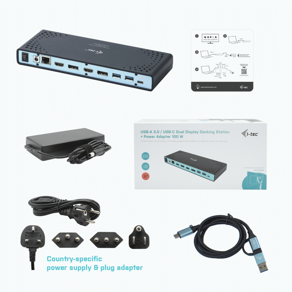 I-TECH DUAL DISPLAY DOCKING STATION. USB 3.0/USB-C/HDMI/DP/ETHERNET