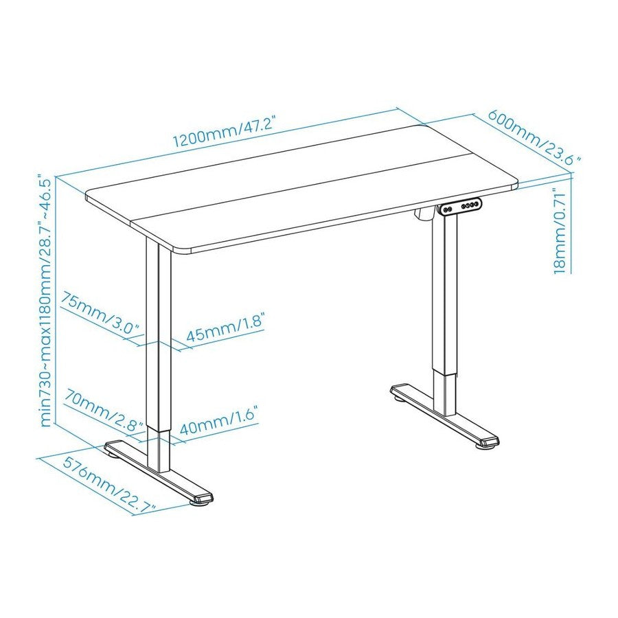 TOOQ DESK ELECTRIC 120X60CM BLACK