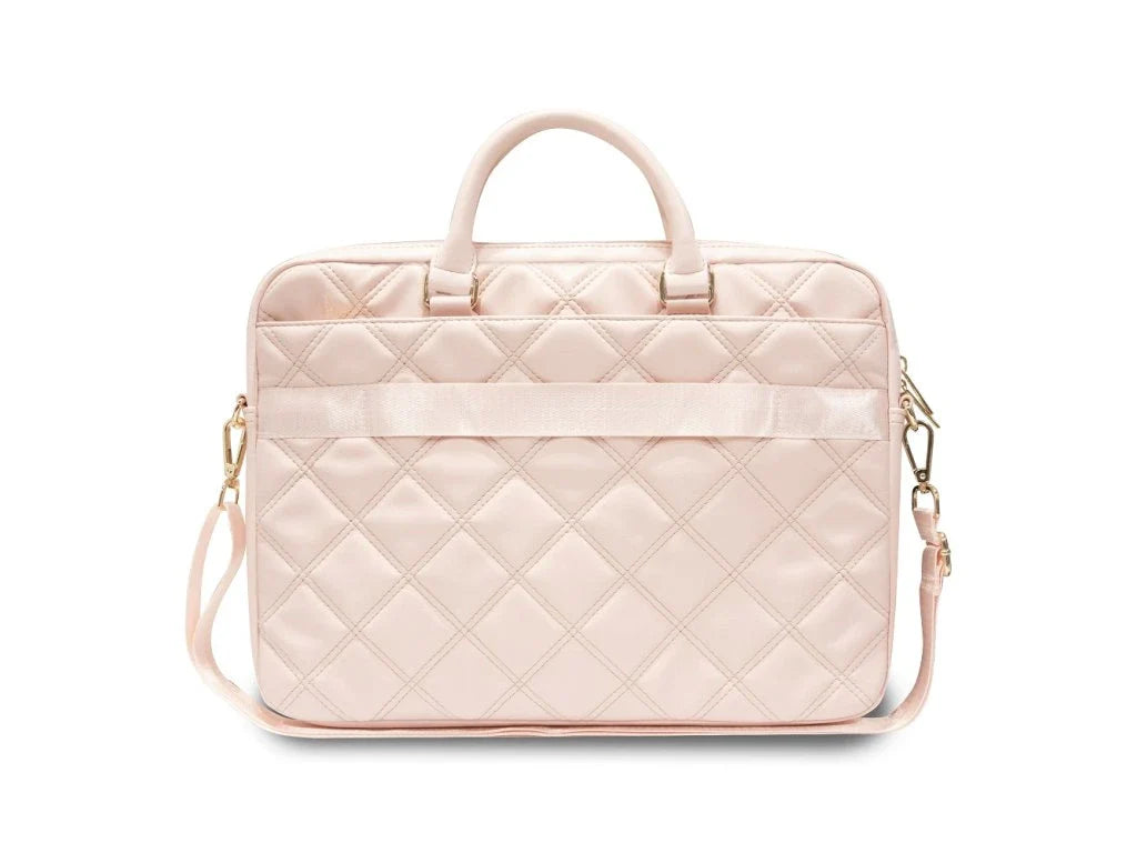 Guess PU Quilted 4G Metal Logo Computer Bag 15/16 Pink