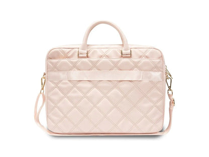 Guess PU Quilted 4G Metal Logo Computer Bag 15/16 Pink