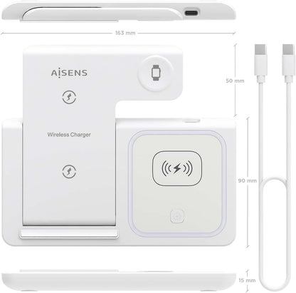 AISENS 3-1 WIRELESS CHARGING DOCK 15W (-44) WHITE