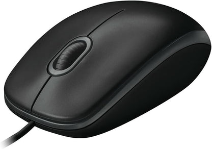 Logitech B100 Mouse - Optical - Cable - 3 Button