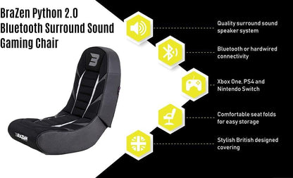 BRAZEN PYTHON2.0 BLUETOOTH ROCKER GAMING CHAIR BLACK & RED