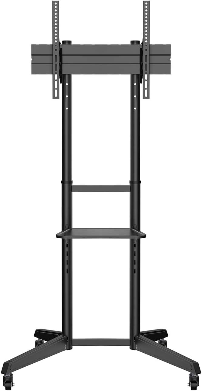AISENS - FT70TE-211 - Eco Floor Stand with Wheel, DVD Tray for Monitor/TV 50 kg 37-70, Black