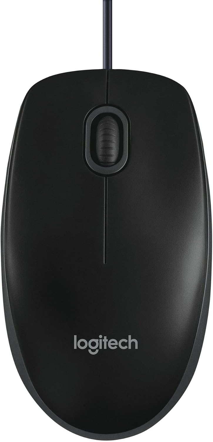 Logitech B100 Mouse - Optical - Cable - 3 Button