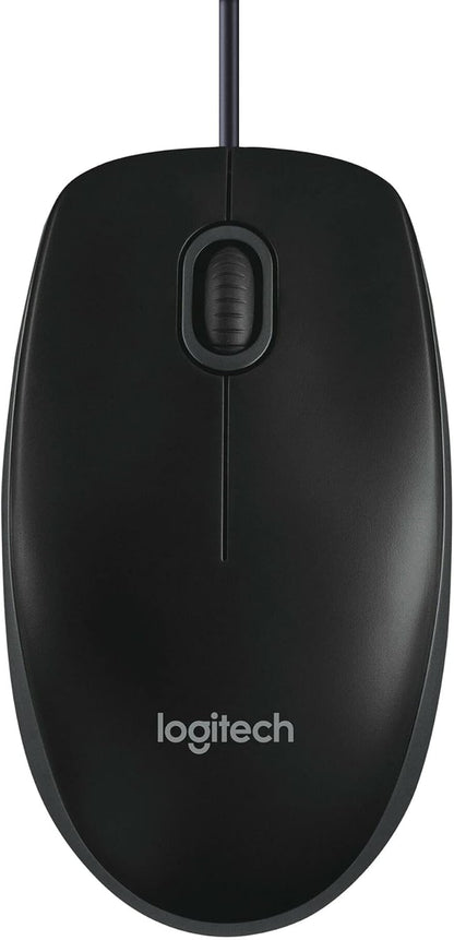 Logitech B100 Mouse - Optical - Cable - 3 Button