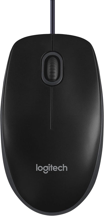 Logitech B100 Mouse - Optical - Cable - 3 Button