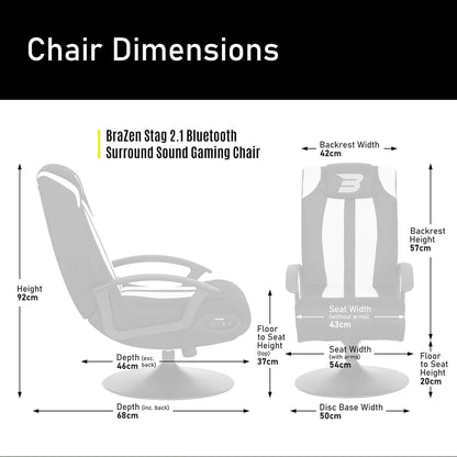 BRAZEN GAMING CHAIR 2.1 BLUETOOTH SURROUND BLACK