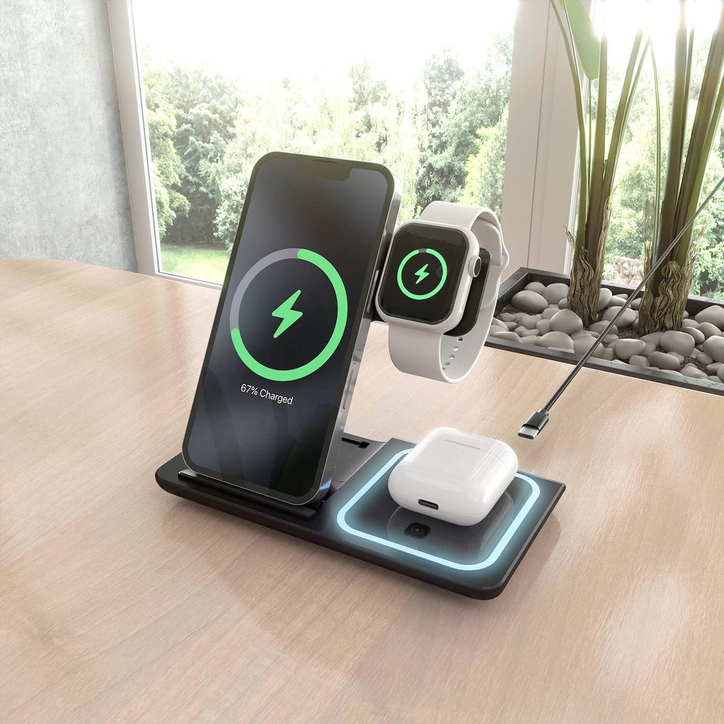 AISENS 3-1 WIRELESS CHARGING DOCK 15W (-44) BLACK