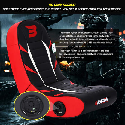 BRAZEN PYTHON2.0 BLUETOOTH ROCKER GAMING CHAIR BLACK & RED