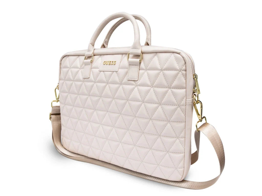 Guess PU Quilted 4G Metal Logo Computer Bag 15/16 Pink
