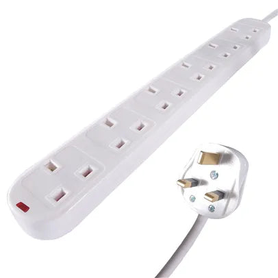 2M 6 WAY SURGE PROTECTOR WHITE EXTENSION