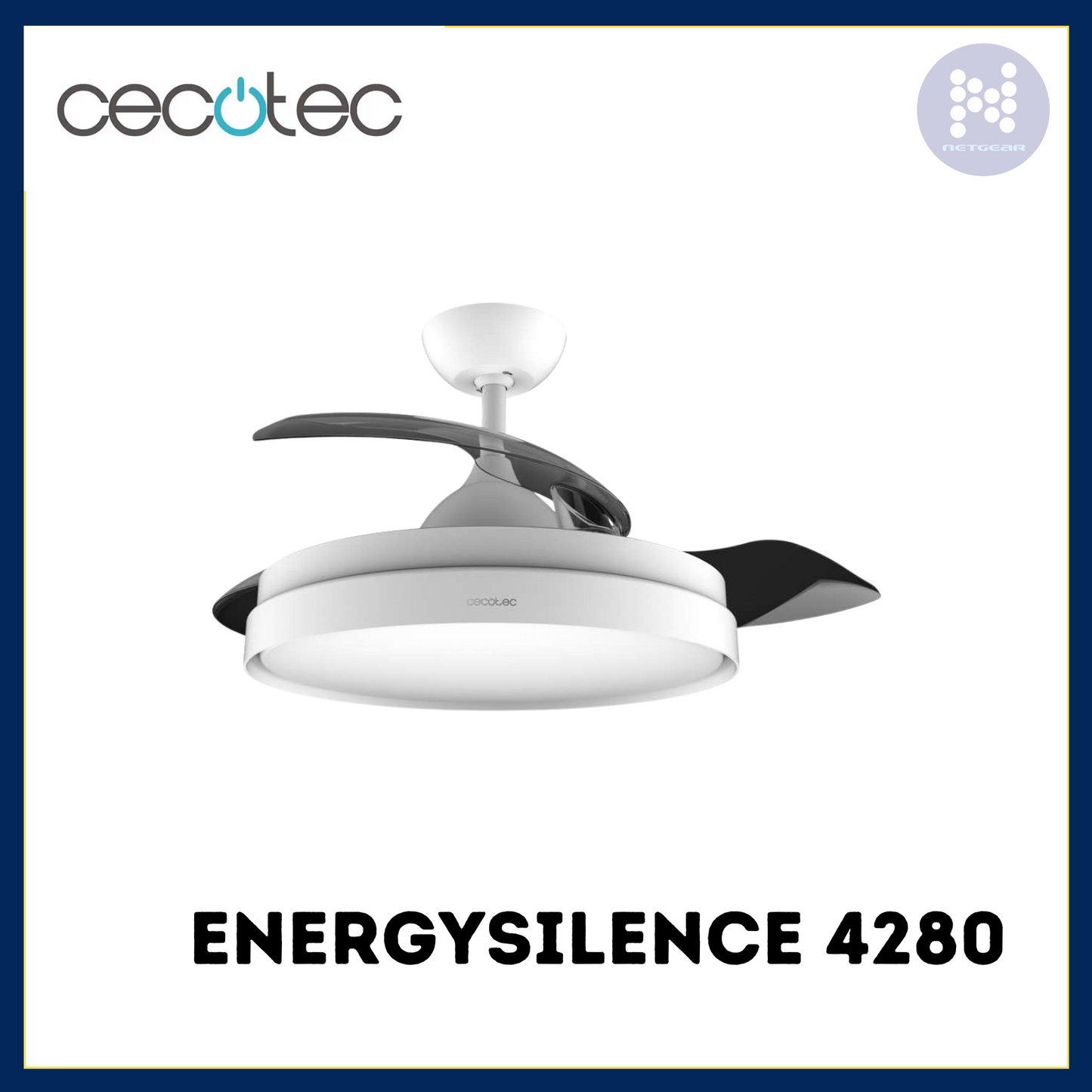 ENERGYSILENCE 4280 CEILING FAN WHITE,106CM, 3 HIDDEN BL
