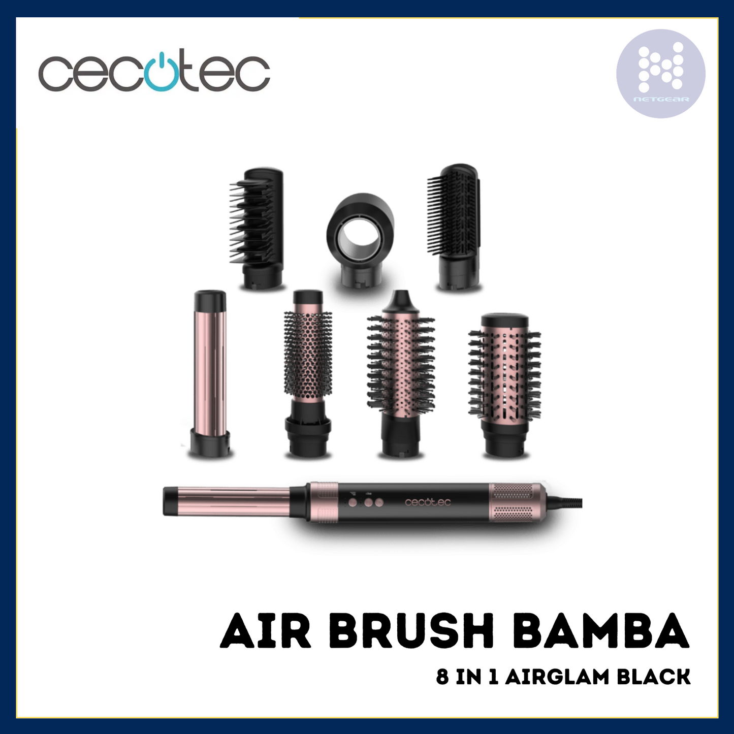 Cecotec air brush Bamba CeramicCare 8in1 AirGlam Black