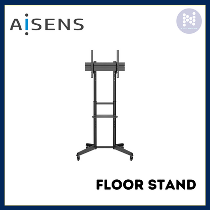 AISENS - FT70TE-211 - Eco Floor Stand with Wheel, DVD Tray for Monitor/TV 50 kg 37-70, Black