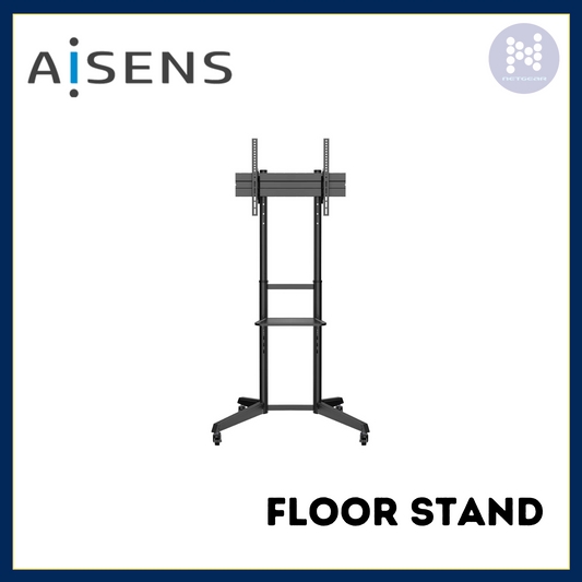 AISENS - FT70TE-211 - Eco Floor Stand with Wheel, DVD Tray for Monitor/TV 50 kg 37-70, Black