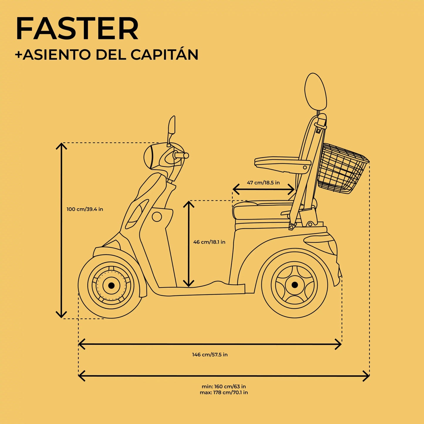 FASTER GREY CAPTAIN SEAT 4 SOLID WHEELS GEL BATTERY