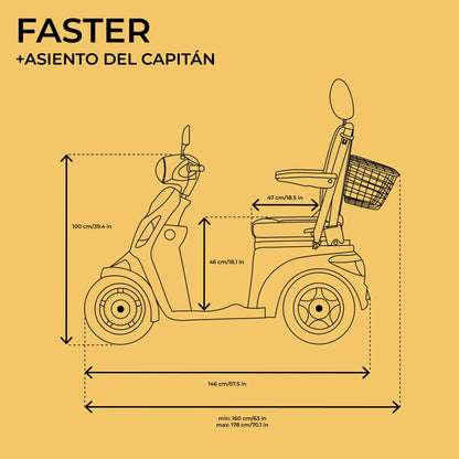 FASTER GREY CAPTAIN SEAT 4 SOLID WHEELS GEL BATTERY