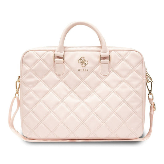 Guess PU Quilted 4G Metal Logo Computer Bag 15/16 Pink