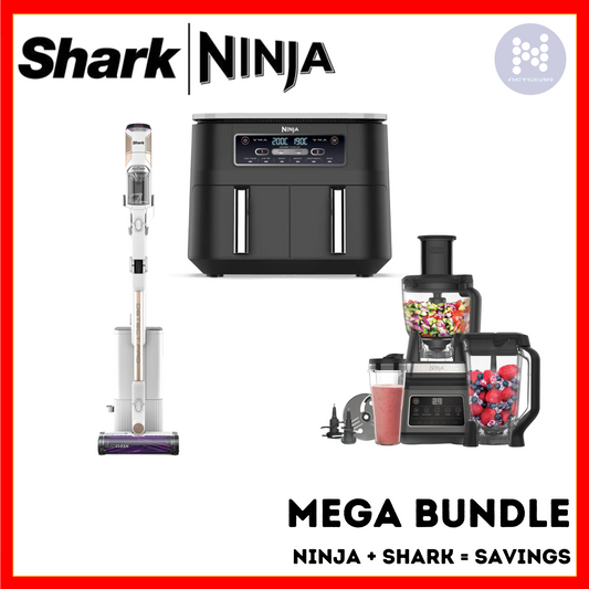NINJA AIR FRYER + NINJA FOOD PROCESSOR + SHARK DETECT CORDLESS VACUUM