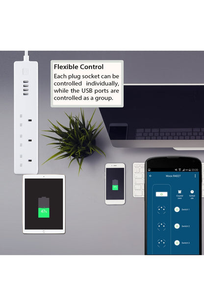 TUYA 1.8M 3 SOCKETS+4 USB SMART MULTIPLUG