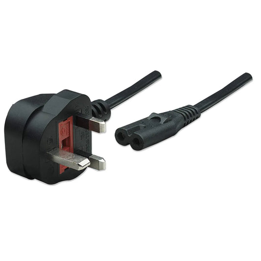 Power Cord UK 3-pin C7 to BS 1363 (UK plug), 1.8 m (6 ft.), Black