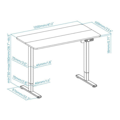 TOOQ DESK ELECTRIC 120X60CM BLACK